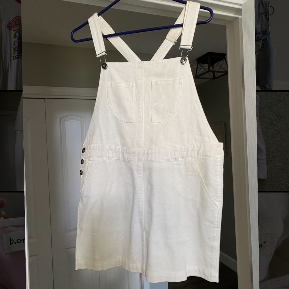 Lovestitch white overalls dress- size medium